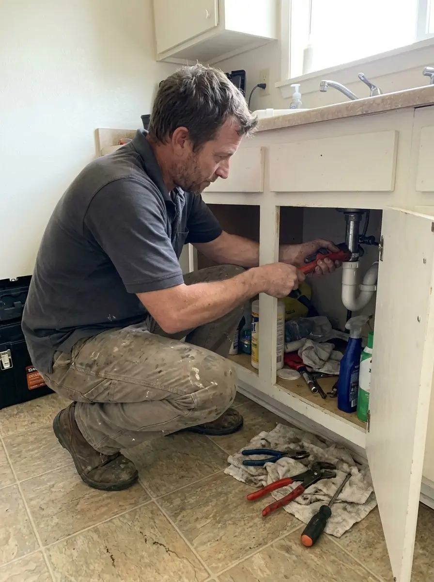 Ryan unclogging a kitchen drain in Everett WA